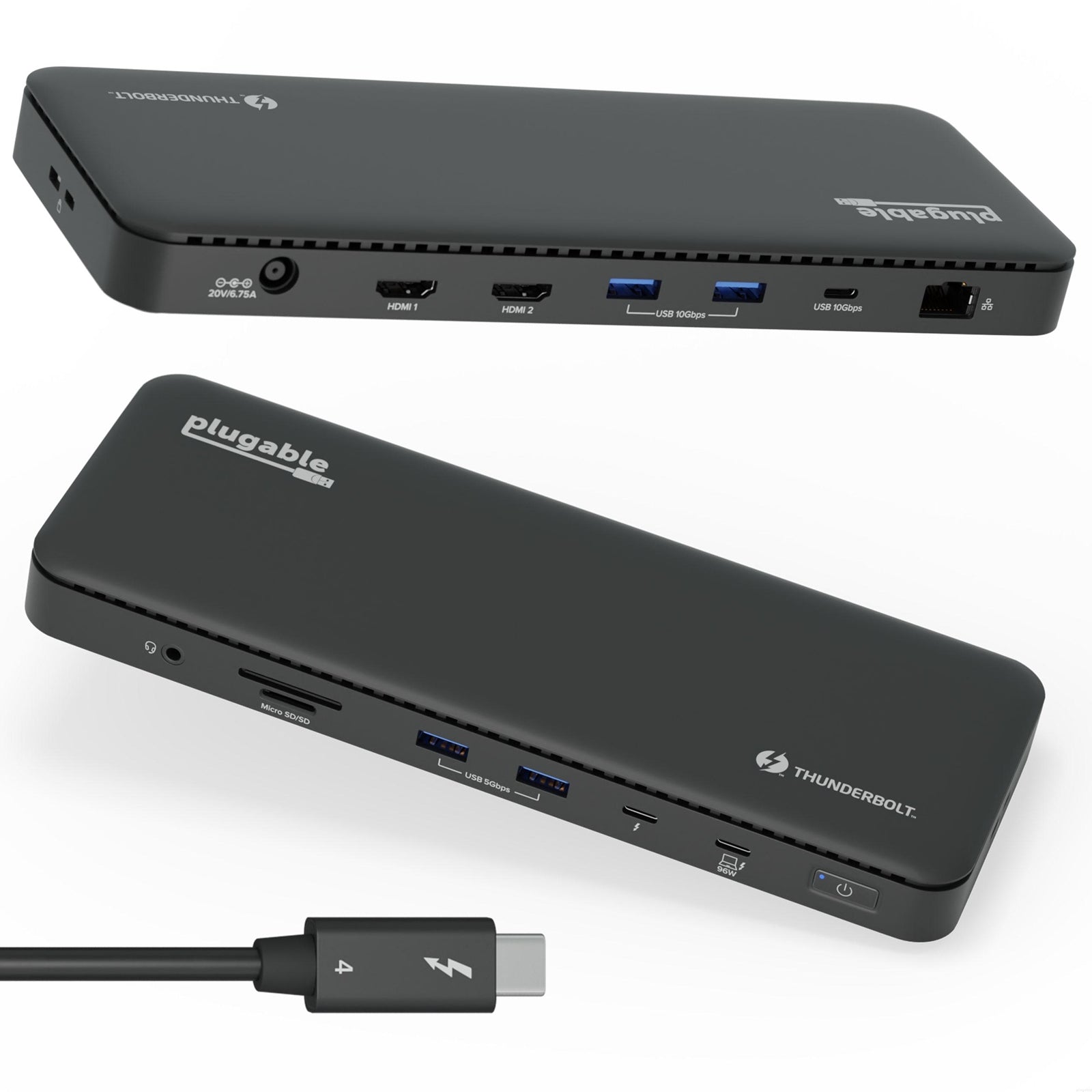 Plugable TBT4-UD5 Thunderbolt 4 Dock 13-Port Dual 4K HDMI 96W Plugable TBT4-UD5 Thunderbolt 4 Dock 13-Port Dual 4K HDMI 96W